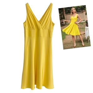 J. Crew Yellow Double V neck wedding bridesmaid summer dress Size 16